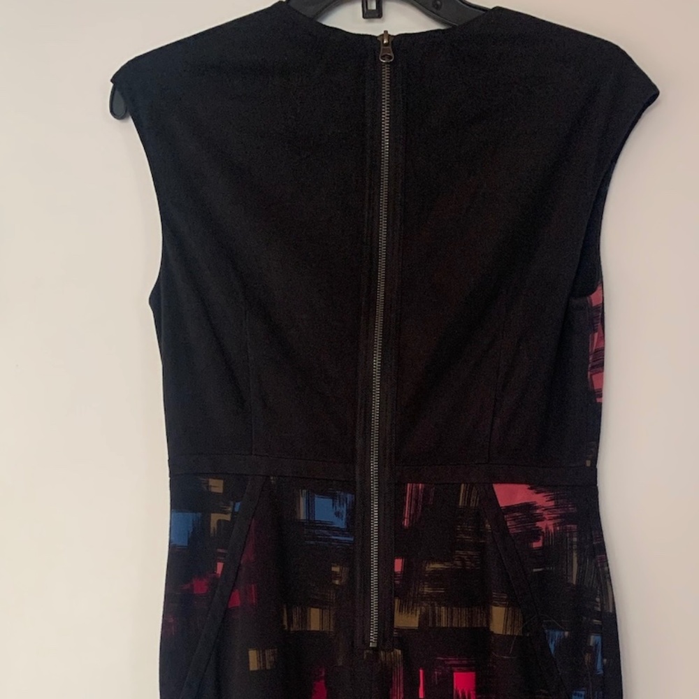 Maggie London Black Dress with Colorful Geometric Pattern